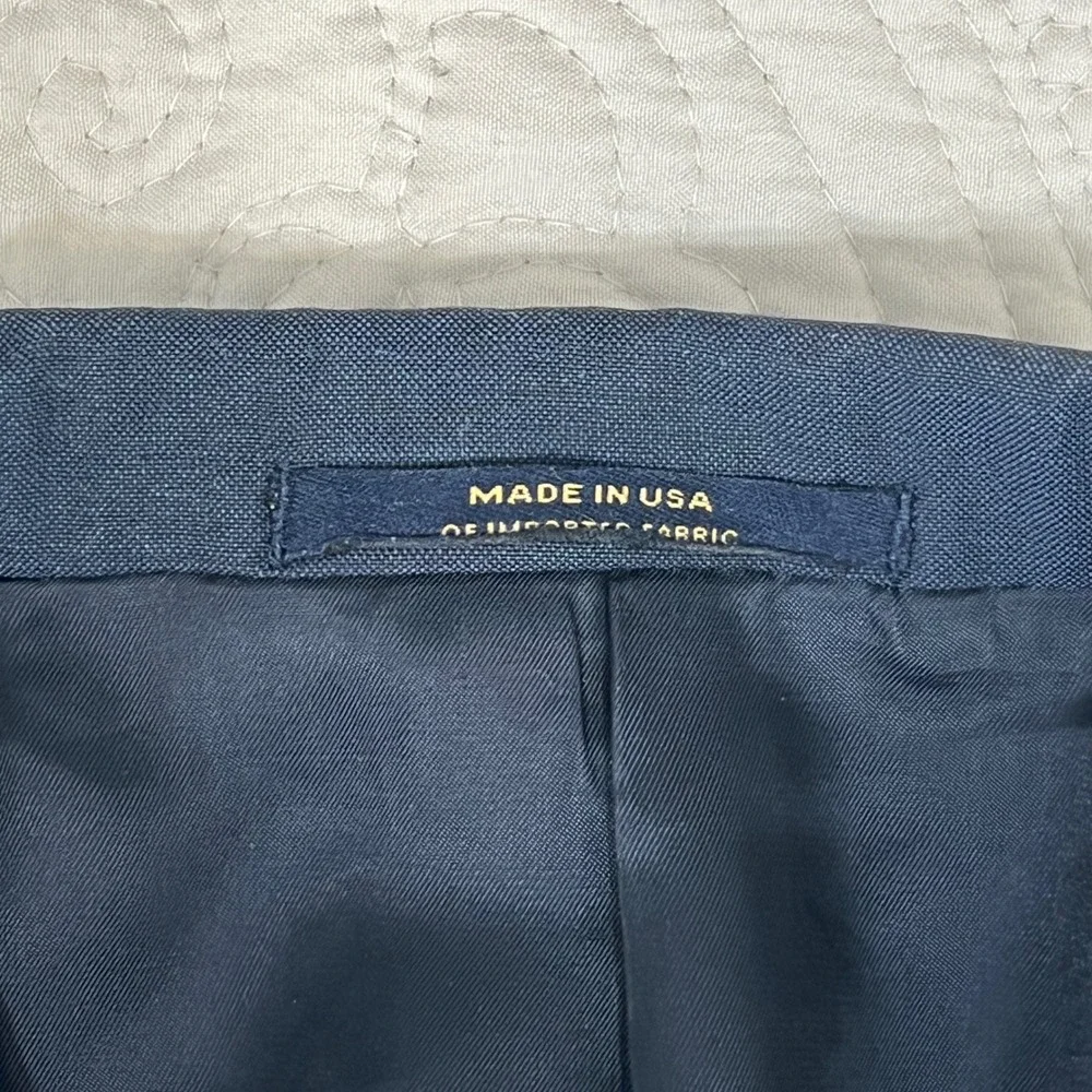 Hart Schaffner Marx Gold Trumpeter Navy Blue 2-Button Blazer Mens 40R USA *Flaw